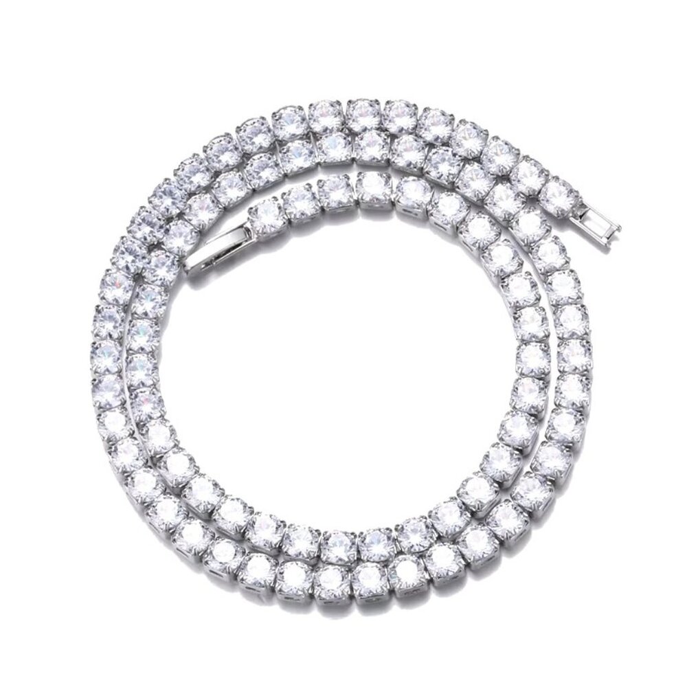 ⭐ Large 22" Diamond  Hip-Hop Chain With 5mm Diamonds 18k White Gold Pltd ⭐ - Picture 6 of 7